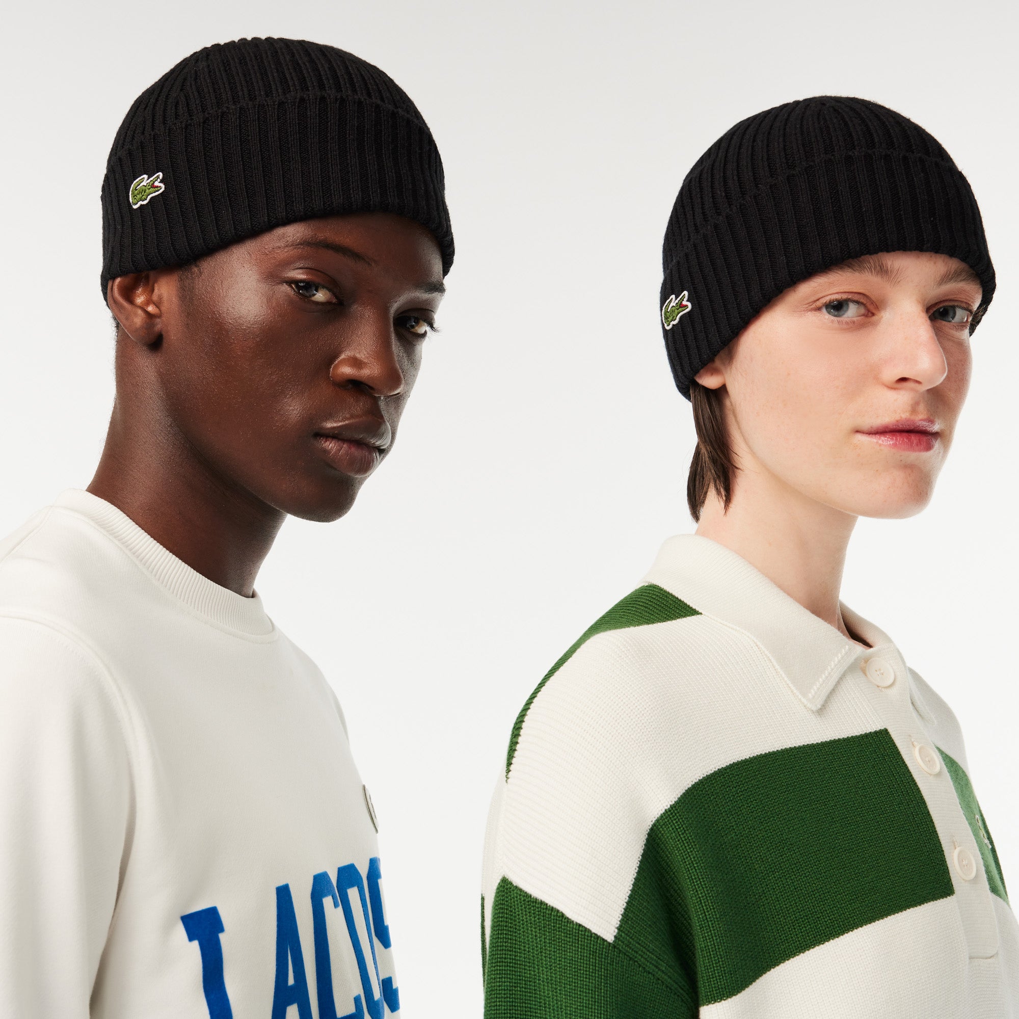 Lacoste Rib Knit Beanie Black